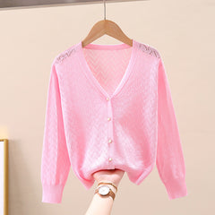 Children's Thin Knitted Cardigan UV Jacket for Ages 5+